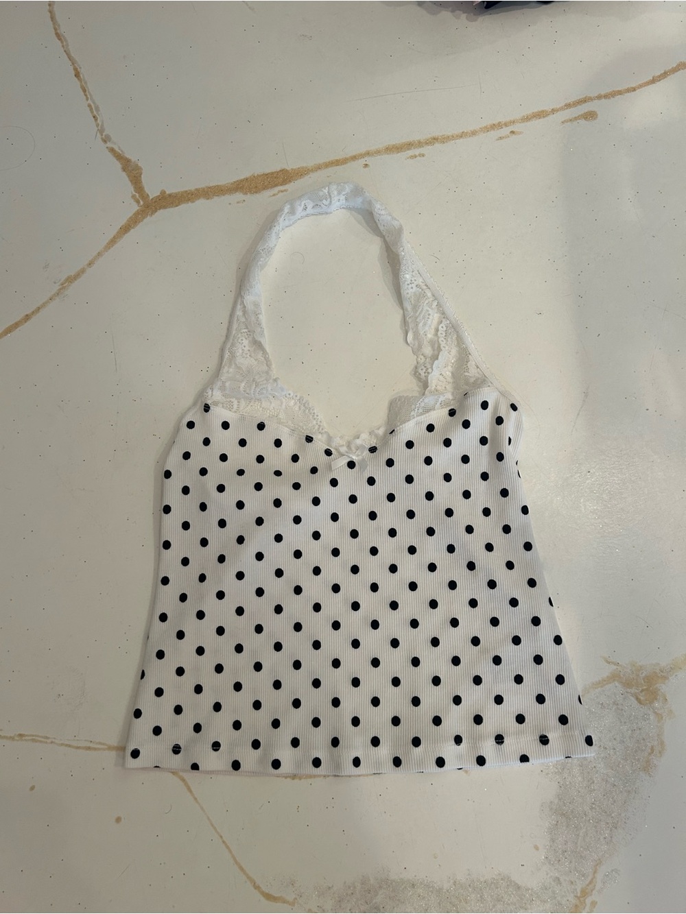 Polka Dot Lace Halter Top